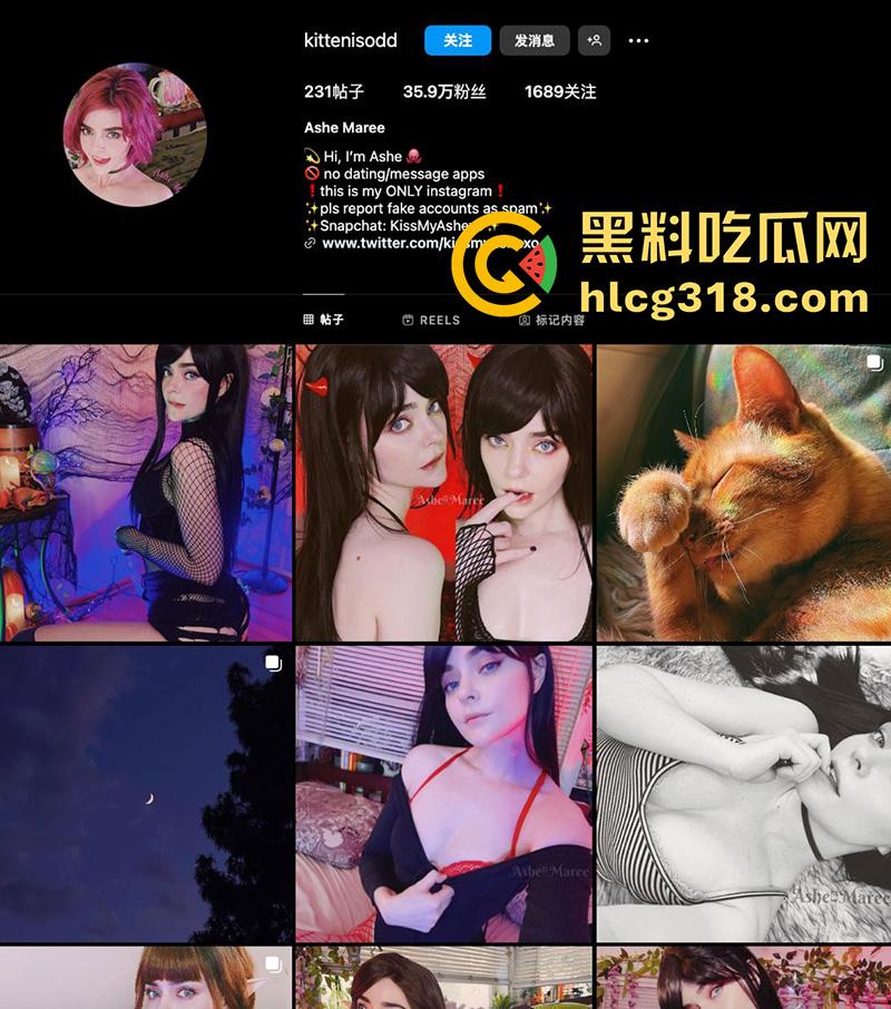 哈利伯特女主竟下海了？IG女网红【kittenisodd】，因外貌神似妙丽格兰杰走红，激情自慰片流出！-1