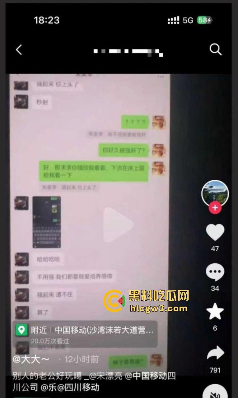 乐山移动高磊爆出轨丑闻！与女下属宋美琴偷情不堪入目，原配曝光不雅聊天和视频，全网炸锅！-6