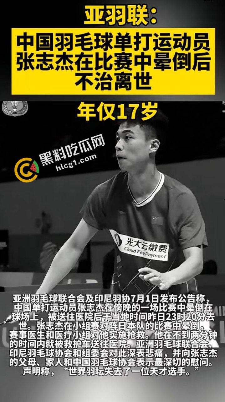 全网热搜！中国羽毛球员小将 张志杰 比赛中途昏厥去世 令人悲痛 现场视频直达-3