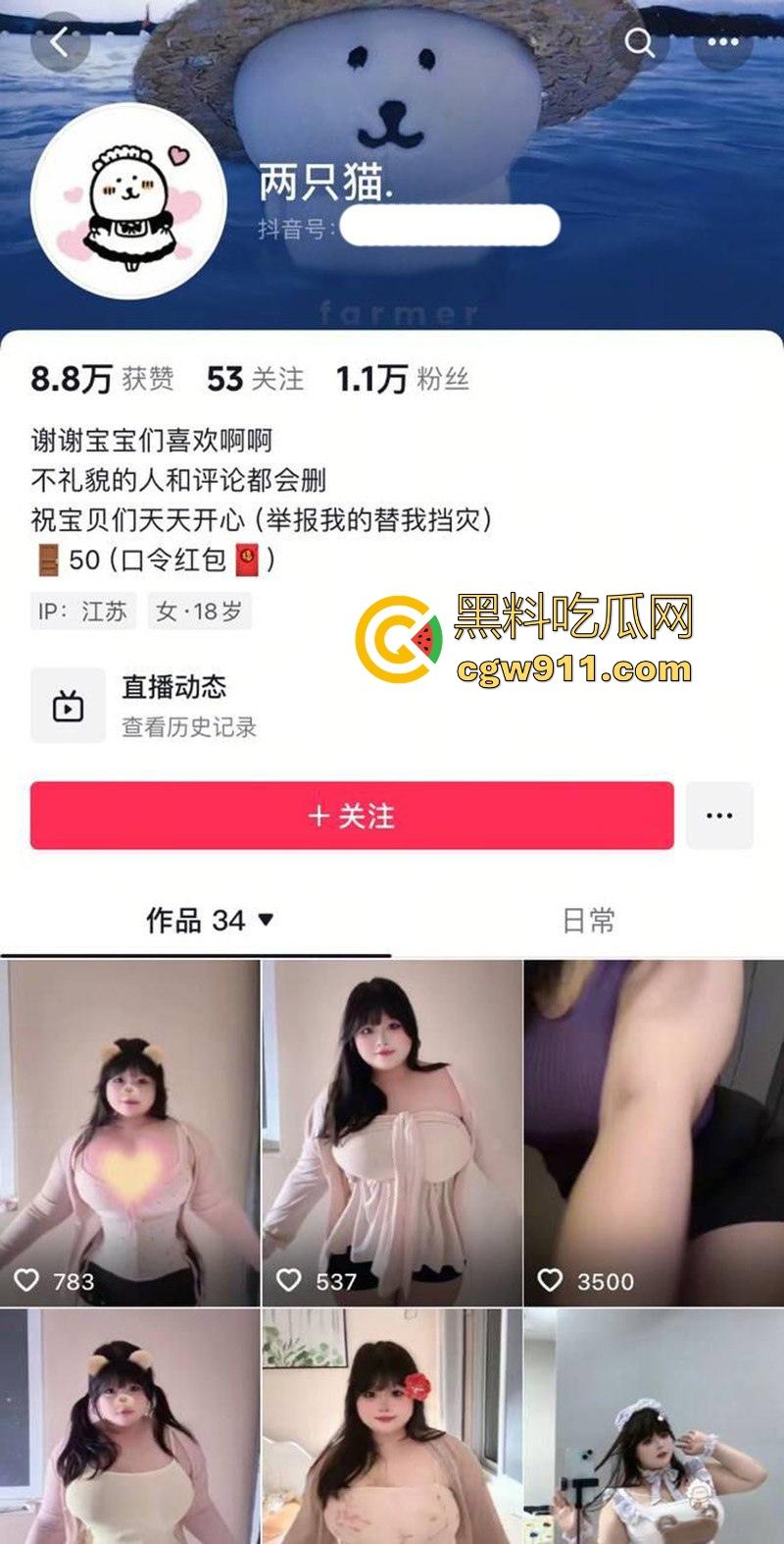 抖音坦克网红【两只猫】约炮金主私拍曝光，微胖巨乳肥臀，狗链牵引女上骑乘，蜜穴紧裹吞吐到底！-1