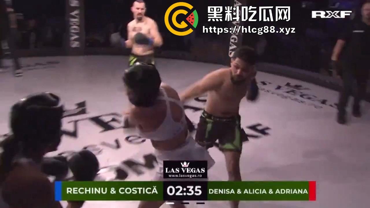 罗马尼亚三成人博主大奶妹进八角楼打拳被拳手狂揍，这要是换到床上2个男的都不够看！-7