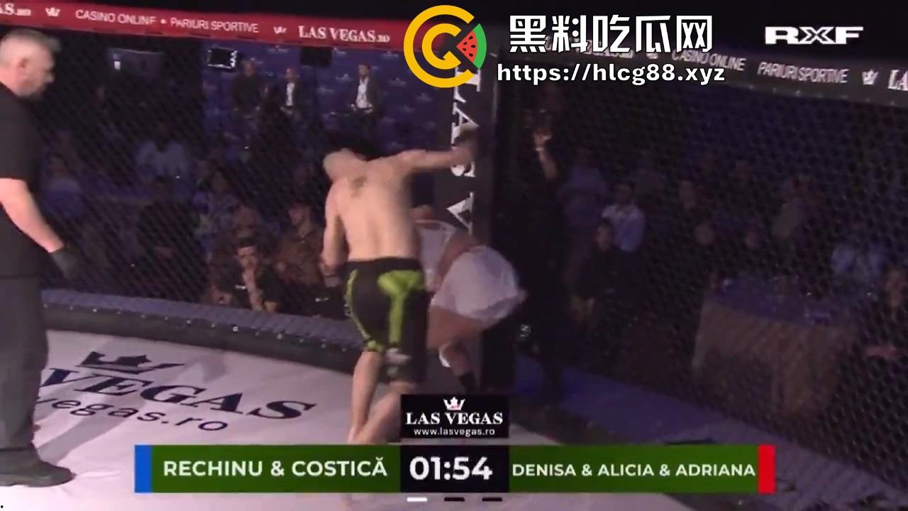 罗马尼亚三成人博主大奶妹进八角楼打拳被拳手狂揍，这要是换到床上2个男的都不够看！-8