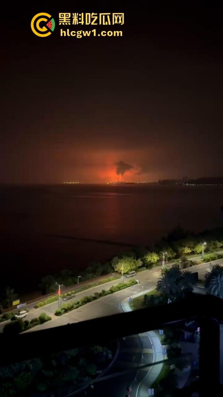 广东惠州大亚湾石化区核电站火光冲天 现场实拍视频流出 这是爆炸还是日出啊？-8